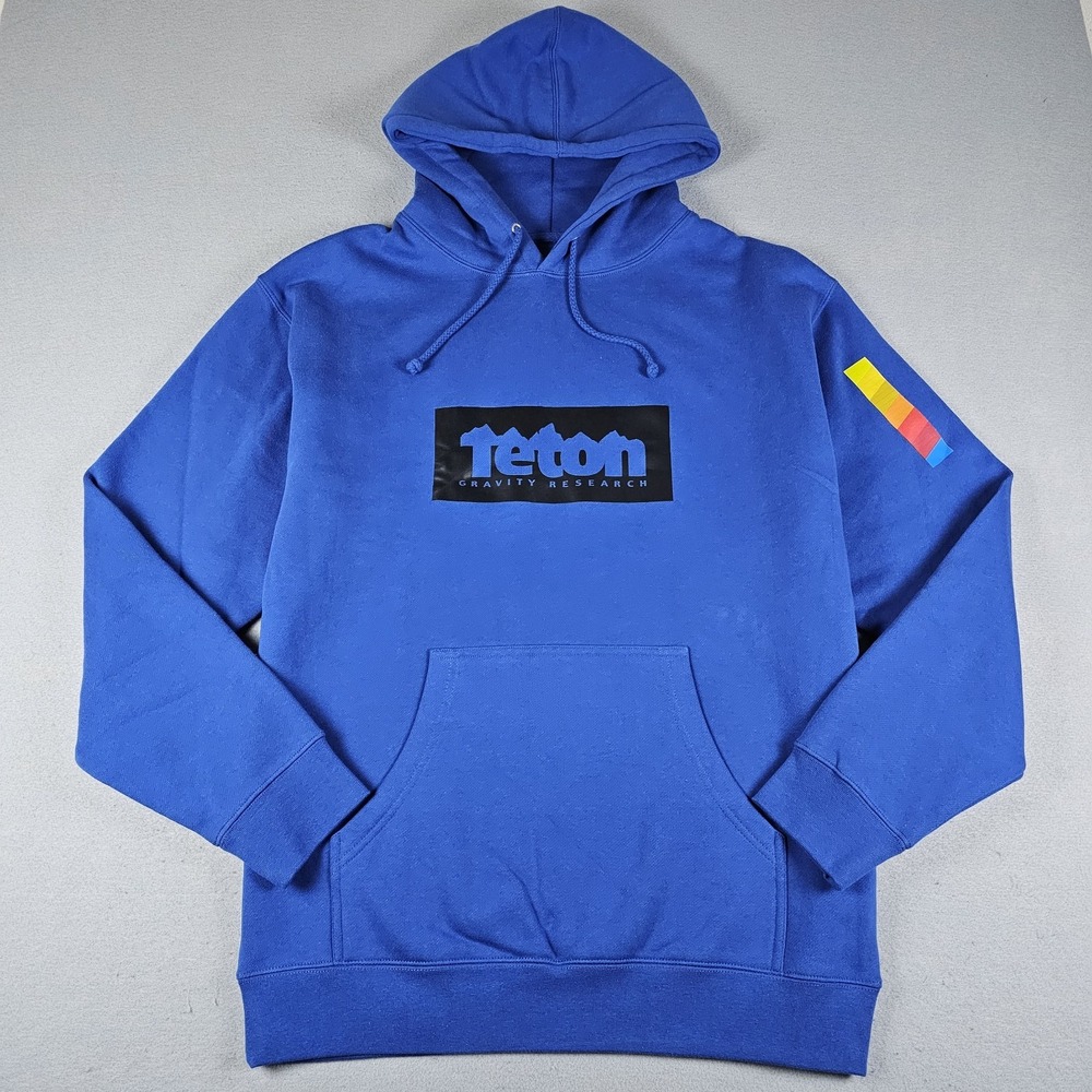 Teton Gravity Research Hoodie Mens Large Blue Fleece Pullover Gradient Graphic